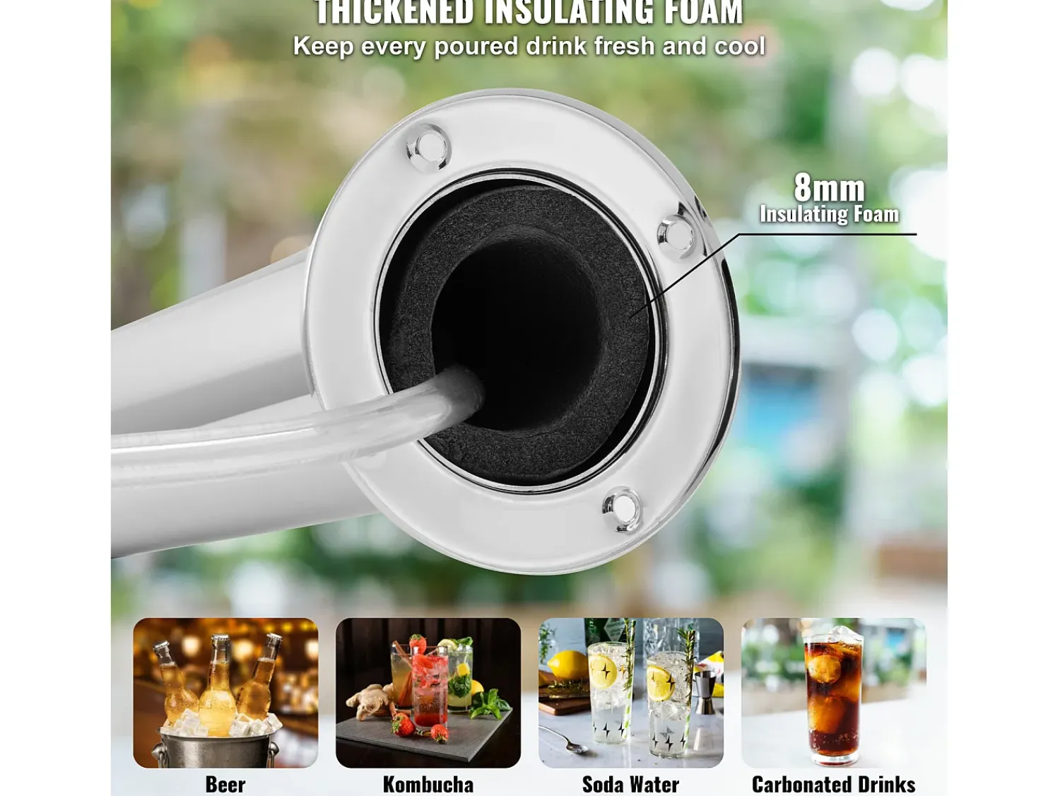 New Kit de Coluna de Cerveja SucceBuy, Kit de Coluna de Cerveja com Duplo Robô, Distribuidor de Cerveja e Bebida de Aço Inoxidável, para Bar Restaurante Prateado