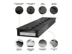 Lareira| Lareira a Bioetanol 2 Lados 1400 Slim Vert Embutida com Duas Frentes - Fosco, com Vidro, Queimador de 1,2L, Design Moderno Preto