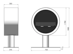 Outlet Lareira a bioetanol Incyclo Stand - Biolareira de piso com design redondo d.70cm Preto