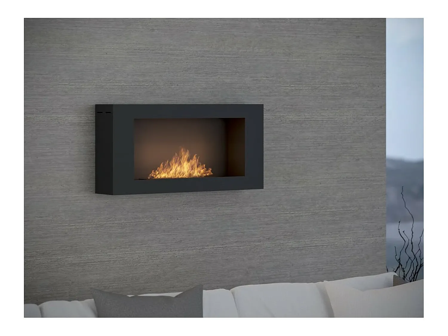 Lareira* Lareira de parede a bioetanol BlackBox 910 SimpleFire com vidro Preto