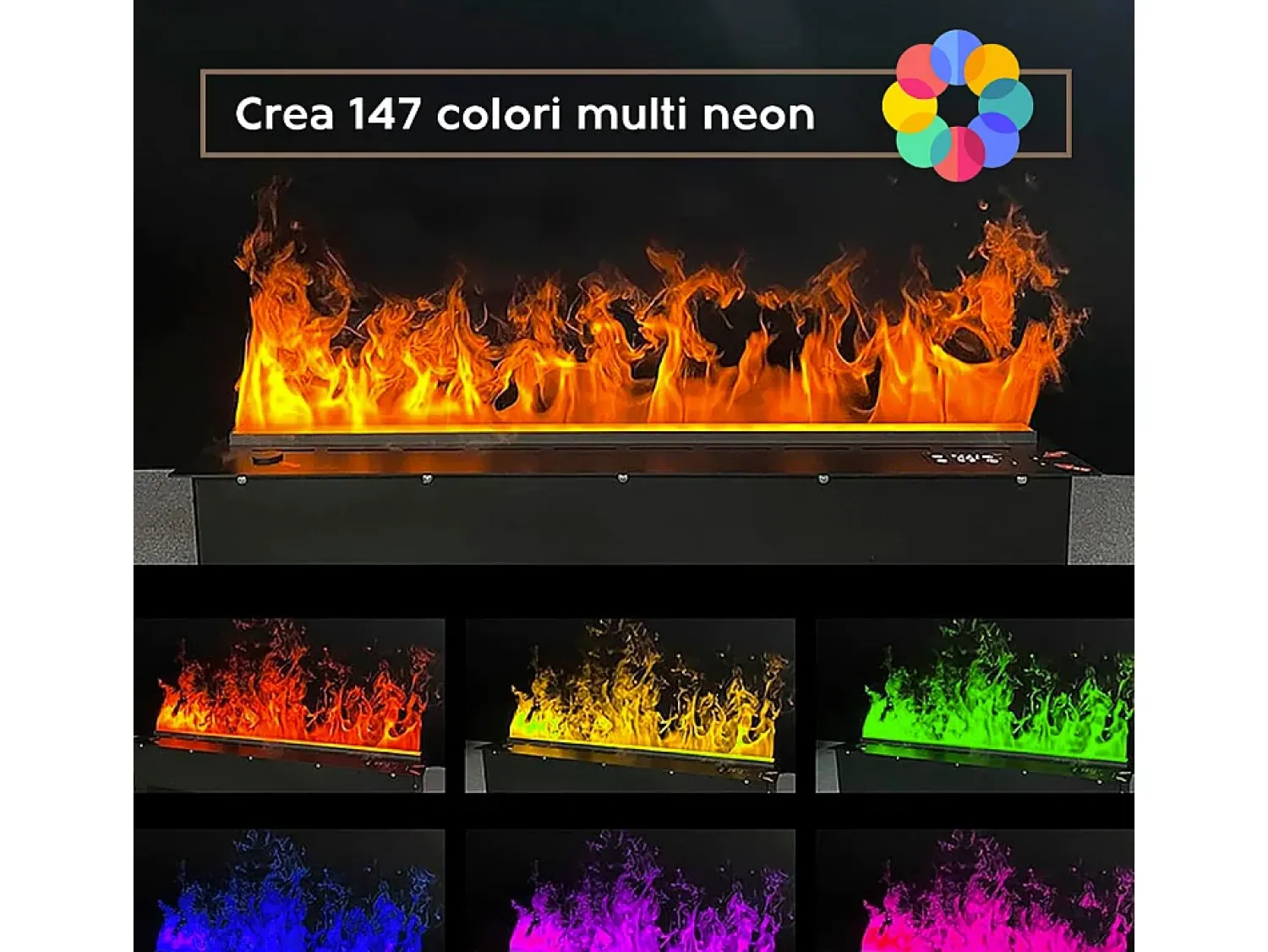 Lareira elétrica com queimador de inserção embutido APP vapor de água 3D 75 PRO-LINE Cinzento