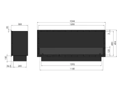 Lareira* Lareira embutida a bioetanol Inside Black 1200 - fosco, com vidro, queimador de 4 litros, design moderno Preto