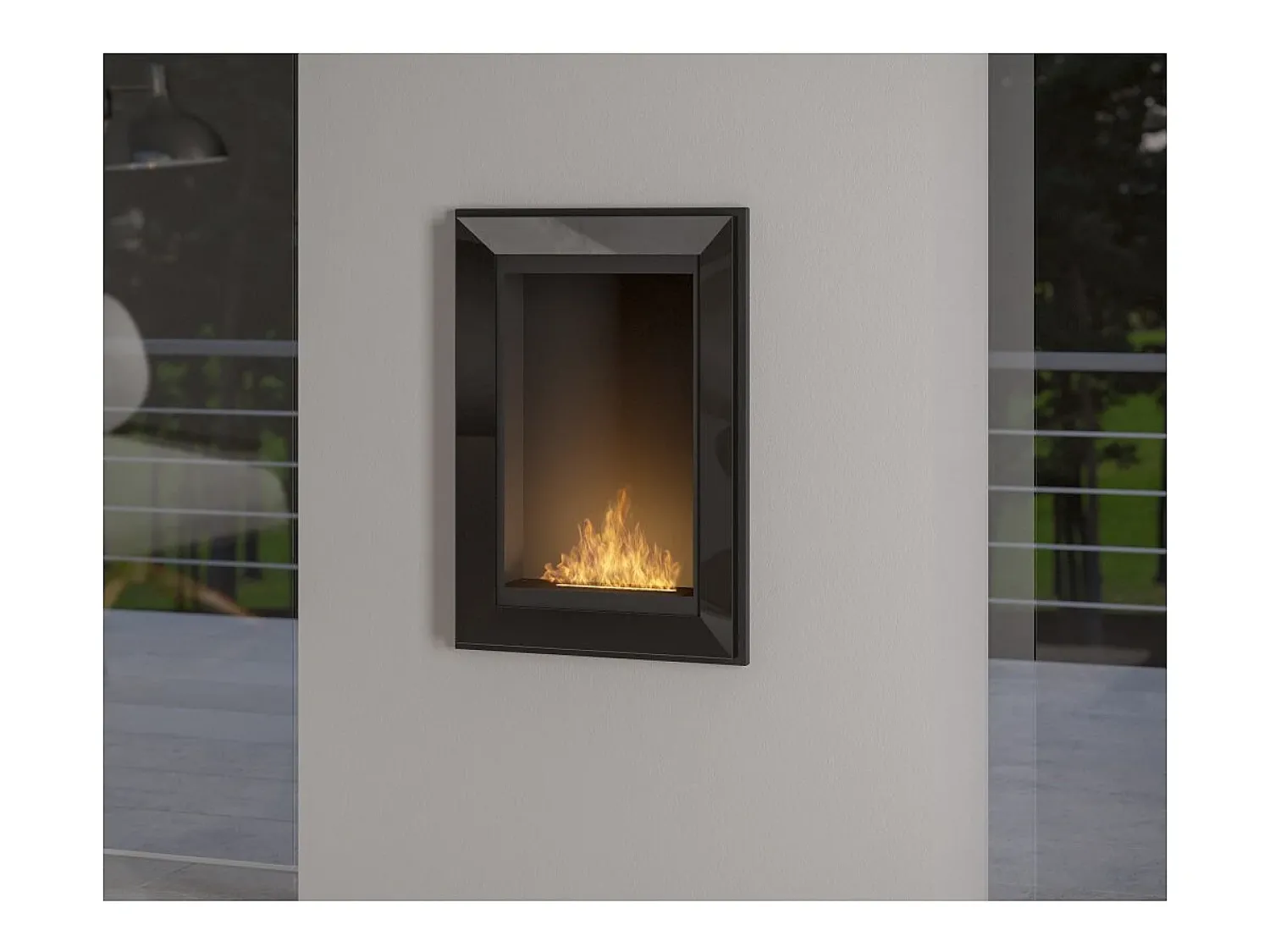 Lareira* Lareira embutida a bioetanol Frame 550 SimpleFire com vidro Preto