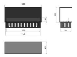 Discount Lareira embutida a vapor Inside C1200 com chama multicolorida, efeito 3D e controle por aplicativo, tanque de 2,4 l - 120 cm Preto