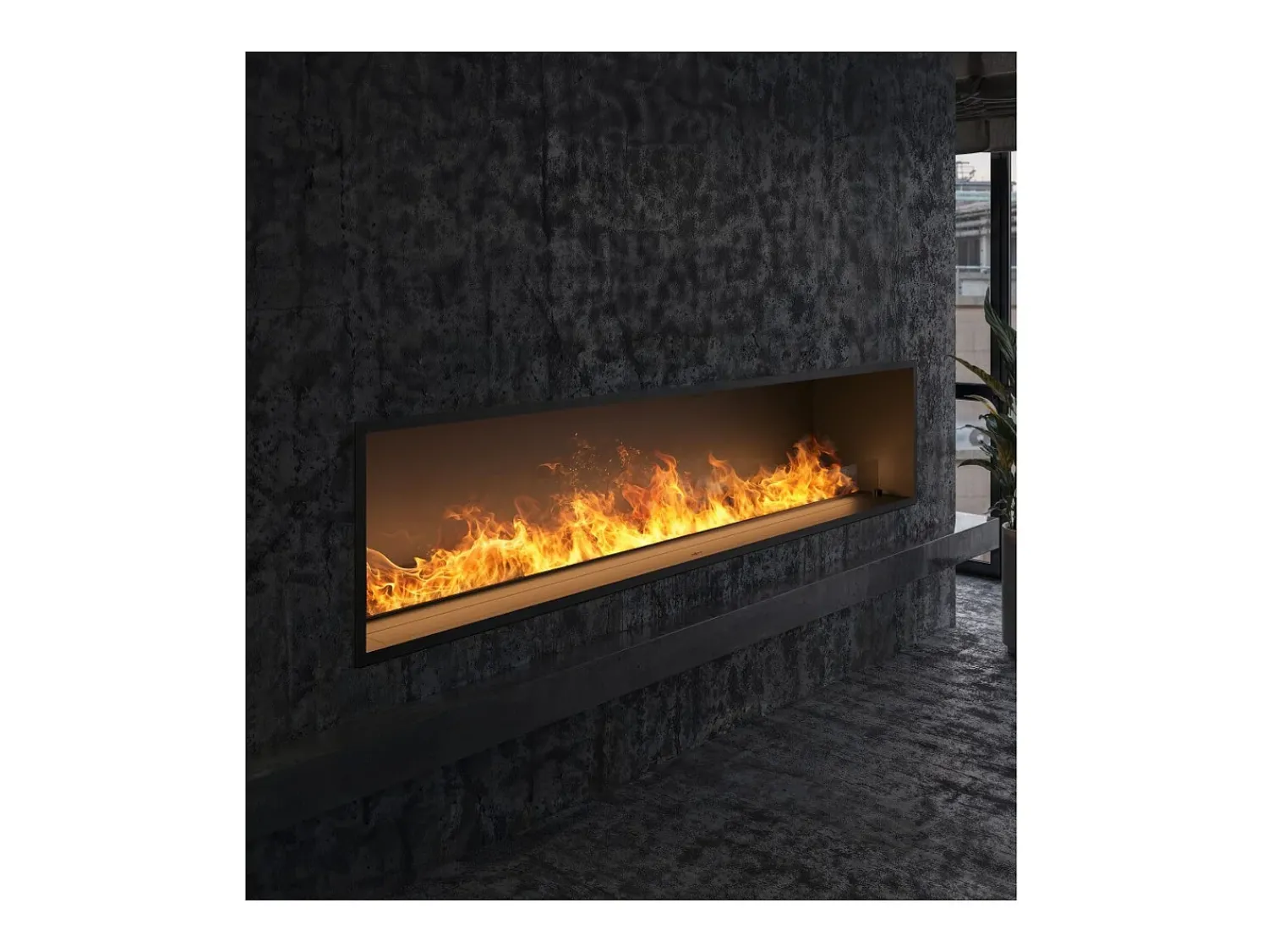 Lareira embutida a vapor Invapo Inside 2200 - Chama multicolorida, efeito 3D e controle por aplicativo, tanque de 2,4 l - 220 cm Preto