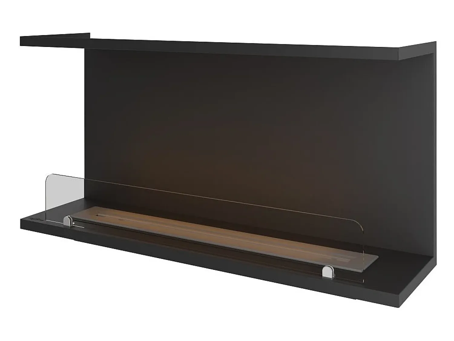 Clearance Lareira Integrada a Bioetanol Design C1000 V.2 com Vidro Aberto em 3 Faces e Queimador de 2 Litros Preto