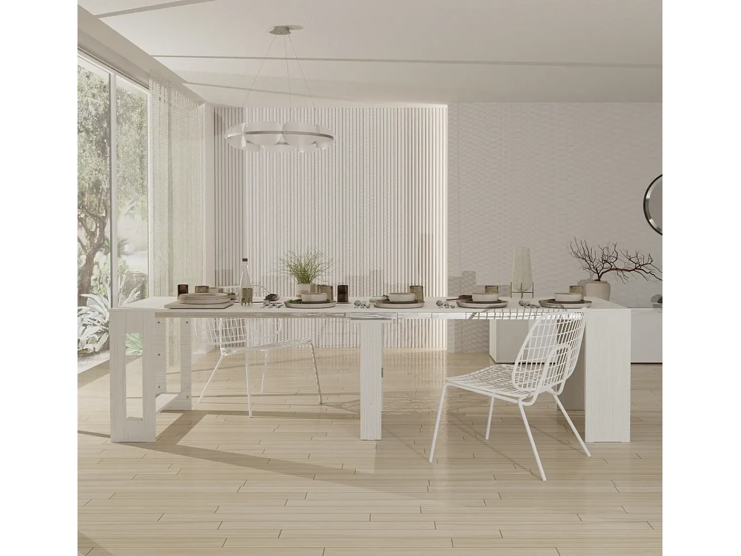 Consola* LAURA - Mesa de consola, 51,6 cm de profundidade / 3 m de comprimento - para 12 pessoas Branco
