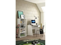 Biblioteca*Dmora Libreria Giacinto, Biblioteca a 3 ripiani regolabili, Scaffale per libri, Mobile da parete con ripiani, 100% Made in Italy, 60x30h130 cm, Bianco e Cemento Branco
