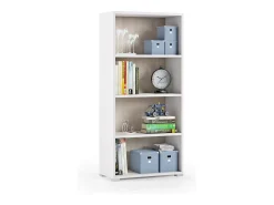 Hot Dmora Libreria Giacinto, Biblioteca a 3 ripiani regolabili, Scaffale per libri, Mobile da parete con ripiani, 100% Made in Italy, 60x30h130 cm, Bianco e Rovere Branco
