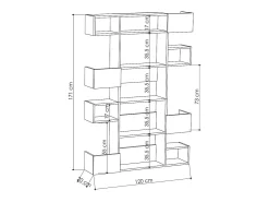 Prateleira|Dmora Livraria Dpiron, Estante de escritório, Estante de livros, Biblioteca, 120x20h171 cm, Carvalho e Antracite Castanho
