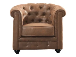 Best Vente-unique Lote 2 cadeirões em microfibra envelhecida CHESTERFIELD Castanho