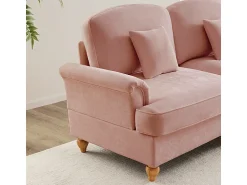 Sofá|DripeX Lote 2 Sofás Chenille 2 Lugares - Capa Removível e 4 Almofadas - 194x83.5x93cm - Rosa