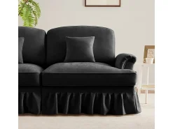 Sofá*DripeX Lote 2 Sofás Chenille 2 Lugares - Capa Removível e 4 Almofadas - 194x83.5x93cm - Preto