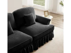 Sofá*DripeX Lote 2 Sofás Chenille 2 Lugares - Capa Removível e 4 Almofadas - 194x83.5x93cm - Preto