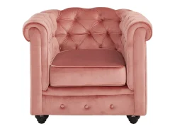Poltrona|Vente-unique Lote de 2 cadeirões veludo rosa pastel CHESTERFIELD Rosa claro