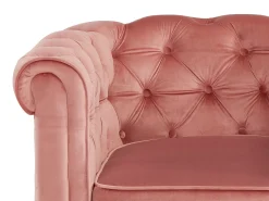 Poltrona|Vente-unique Lote de 2 cadeirões veludo rosa pastel CHESTERFIELD Rosa claro
