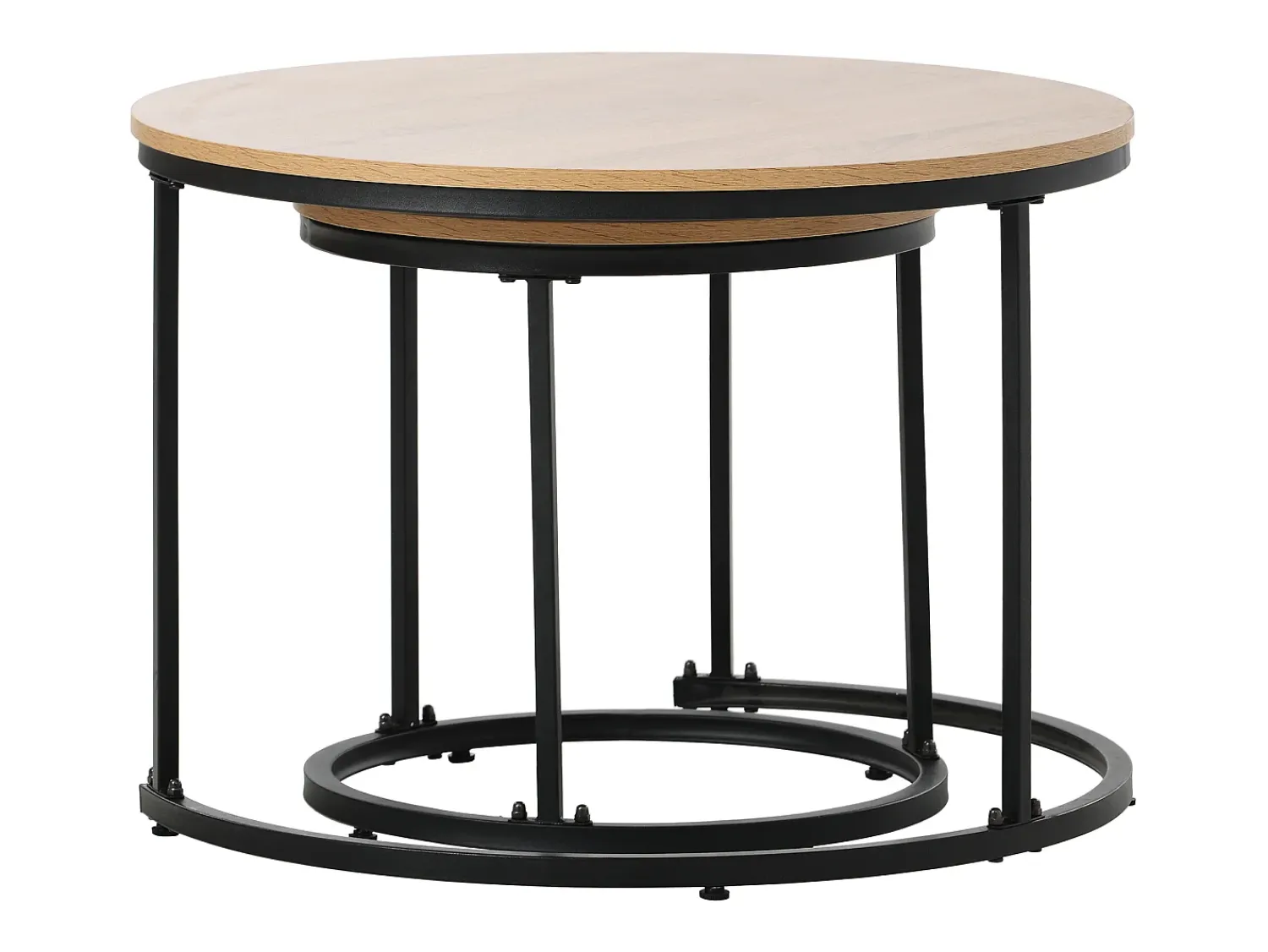 Clearance ModernLuxe Lote de 2 mesas baixos gigognes - estilo industrial - aspecto mármore - Marron Castanho