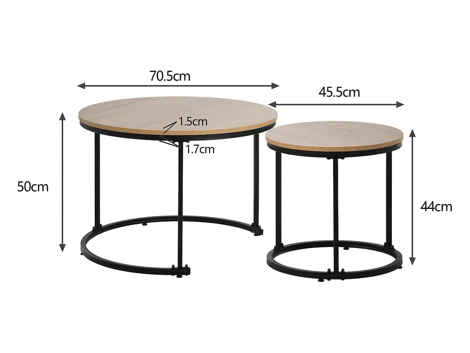 Clearance ModernLuxe Lote de 2 mesas baixos gigognes - estilo industrial - aspecto mármore - Marron Castanho