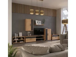 Móvel De Tv|Vicco Lowboard & Regal carvalho goldkraft/antracite 139.8x35.3x38.9 berno Natural escuro