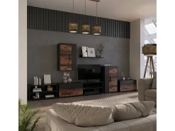 Móvel De Tv*Vicco Lowboard & Regal /estilo antigo 139.8x35.3x38.9 berno Preto