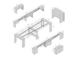 Outlet MAIRA - Conjunto de consola com dois bancos extensíveis - Dimensões de instalação: 42 x 90 x 75 cm - Entrega gratuita Natural claro