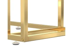 Mesa De Apoio|vidaxl Mesa apoio computador mármore preto 50x35x65 cm vidro temperado Preto / Dourado