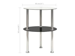 vidaxl Mesa apoio duas prateleiras 38cm vidro temp. transparente/^ Mesa De Apoio