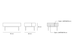 New Teulat Mesa baixa branca 110x60 cm Branco