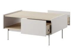 Mesa De Centro* Mesa baixa com 2 gavetas em madeira laminada, 97x45 cm Bege