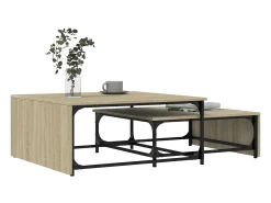 Mesa De Centro* Mesa centro encastrar 2pcs deriv. madeira/metal carvalho sonoma PT139274 Castanho