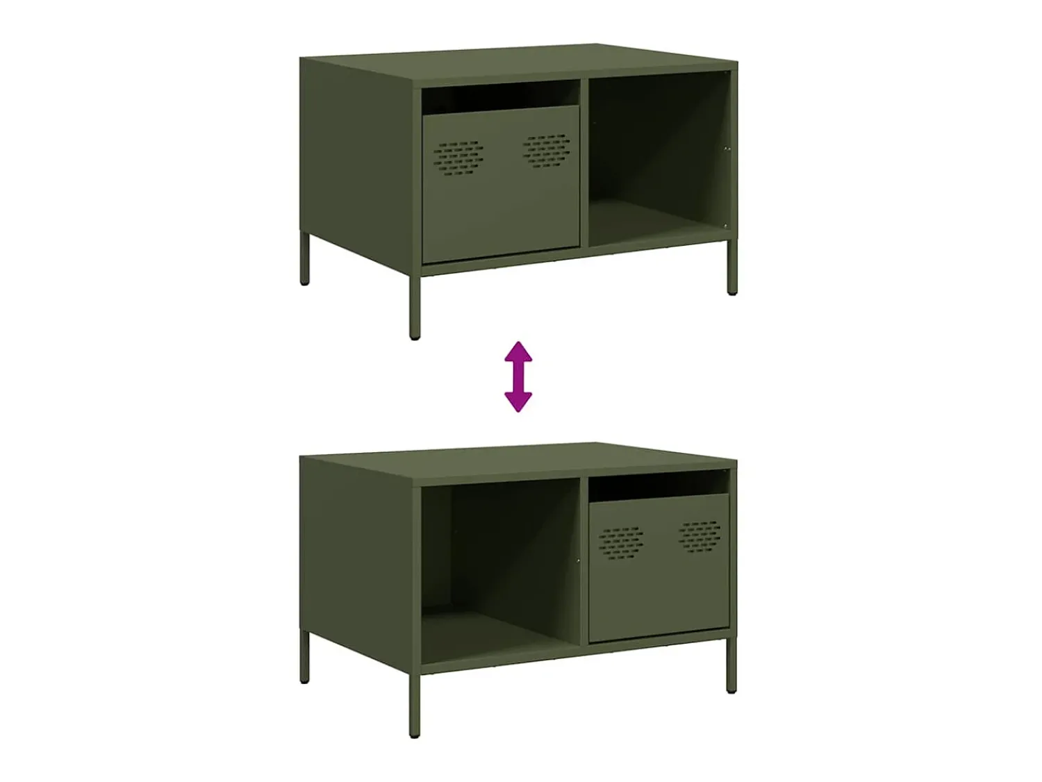 Mesa De Centro|vidaxl Mesa centro 68,5x50x43,5 cm aço laminado a frio -azeitona Verde