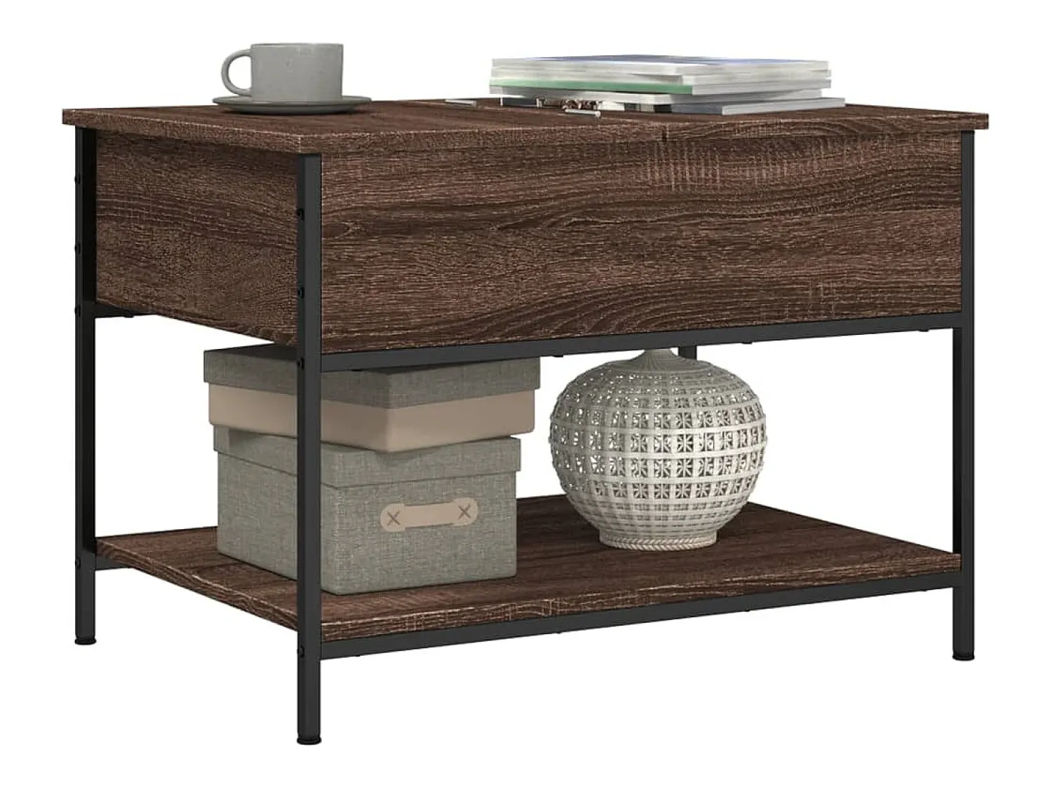 Mesa De Centro| Mesa centro 70x50x50 cm deriv. madeira/metal carvalho PT905915 Castanho
