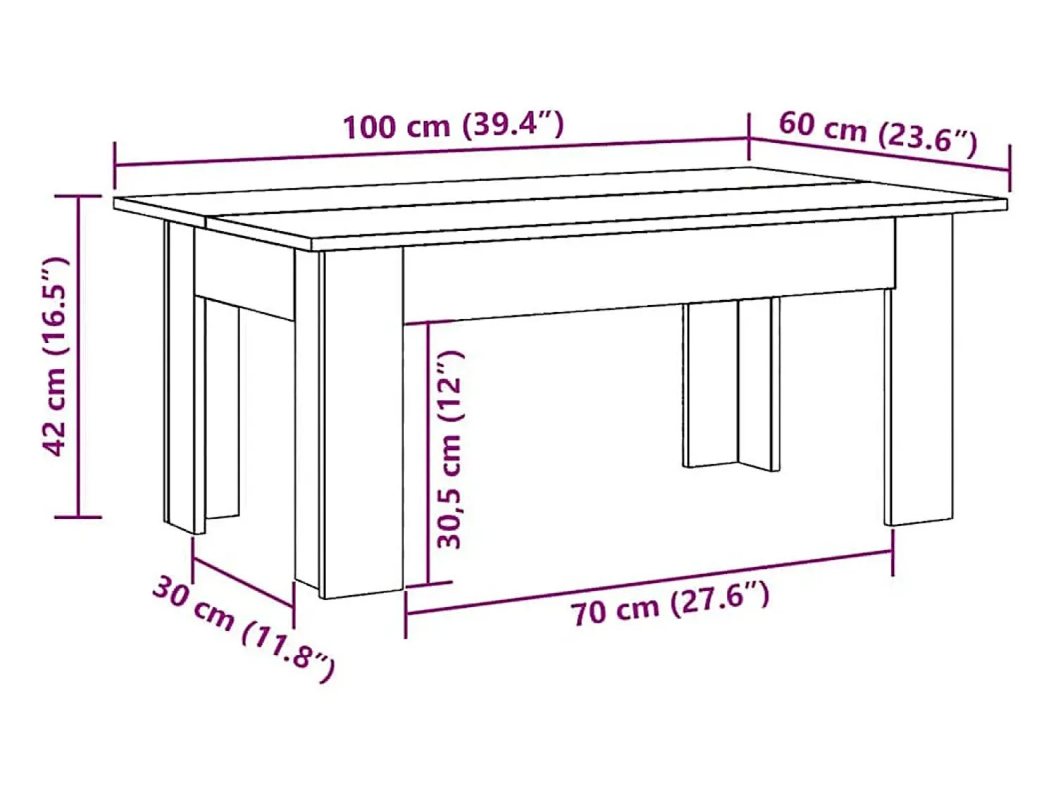 Mesa De Centro|vidaxl Mesa centro 100x60x42 cm derivados madeira carvalho artisiano Natural claro