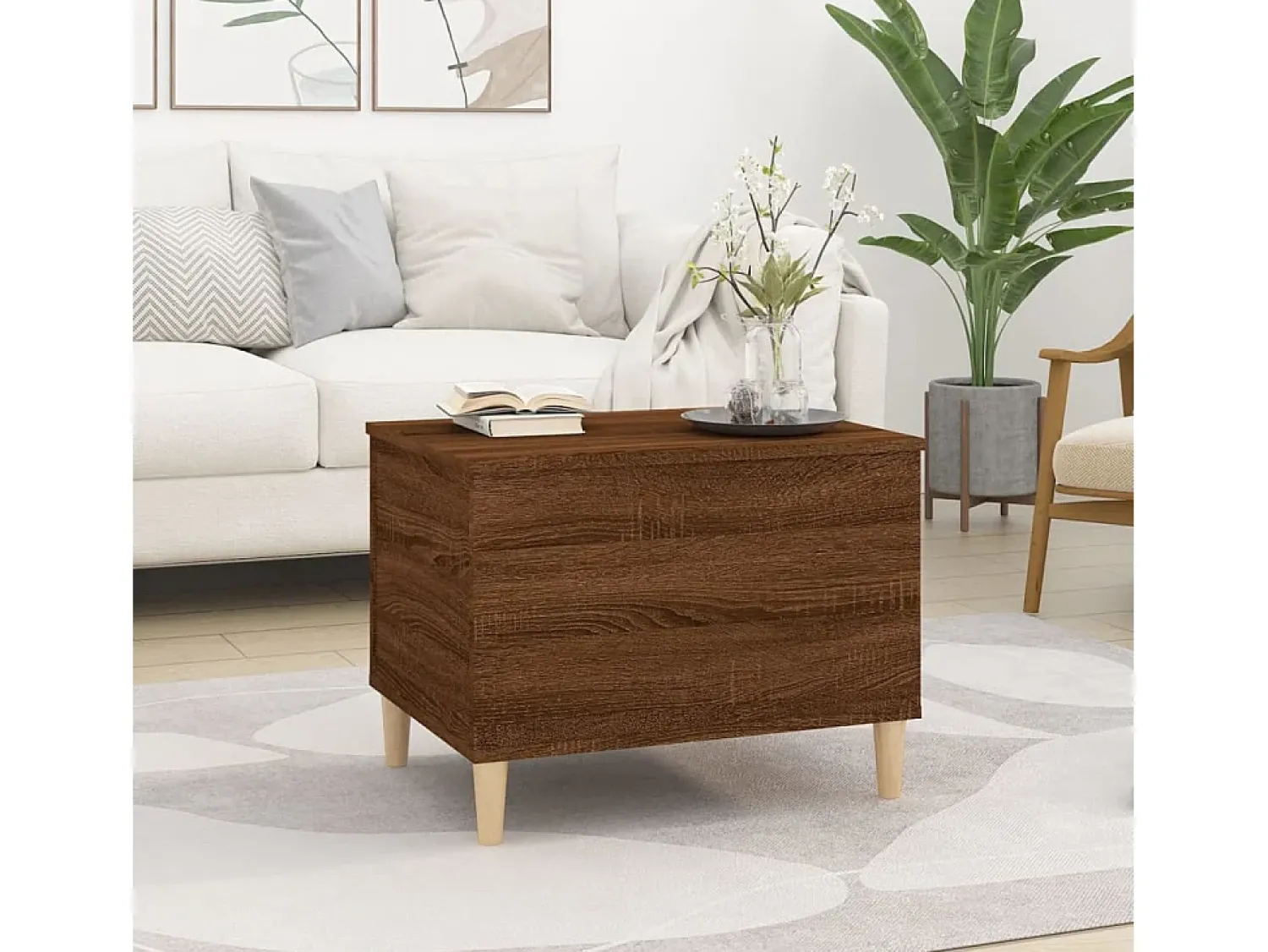 Mesa centro 60x44,5x45 cm derivados madeira carvalho PT596509^ Mesa De Centro