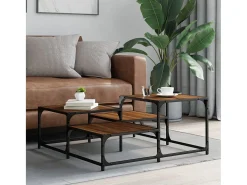 Mesa De Centro| Mesa centro 87,5x87,5x40 cm derivados madeira carvalho PT997014 Castanho