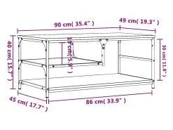 Mesa De Centro|vidaxl Mesa centro 90x49x40 cm derivados de madeira carvalho castanho Natural claro