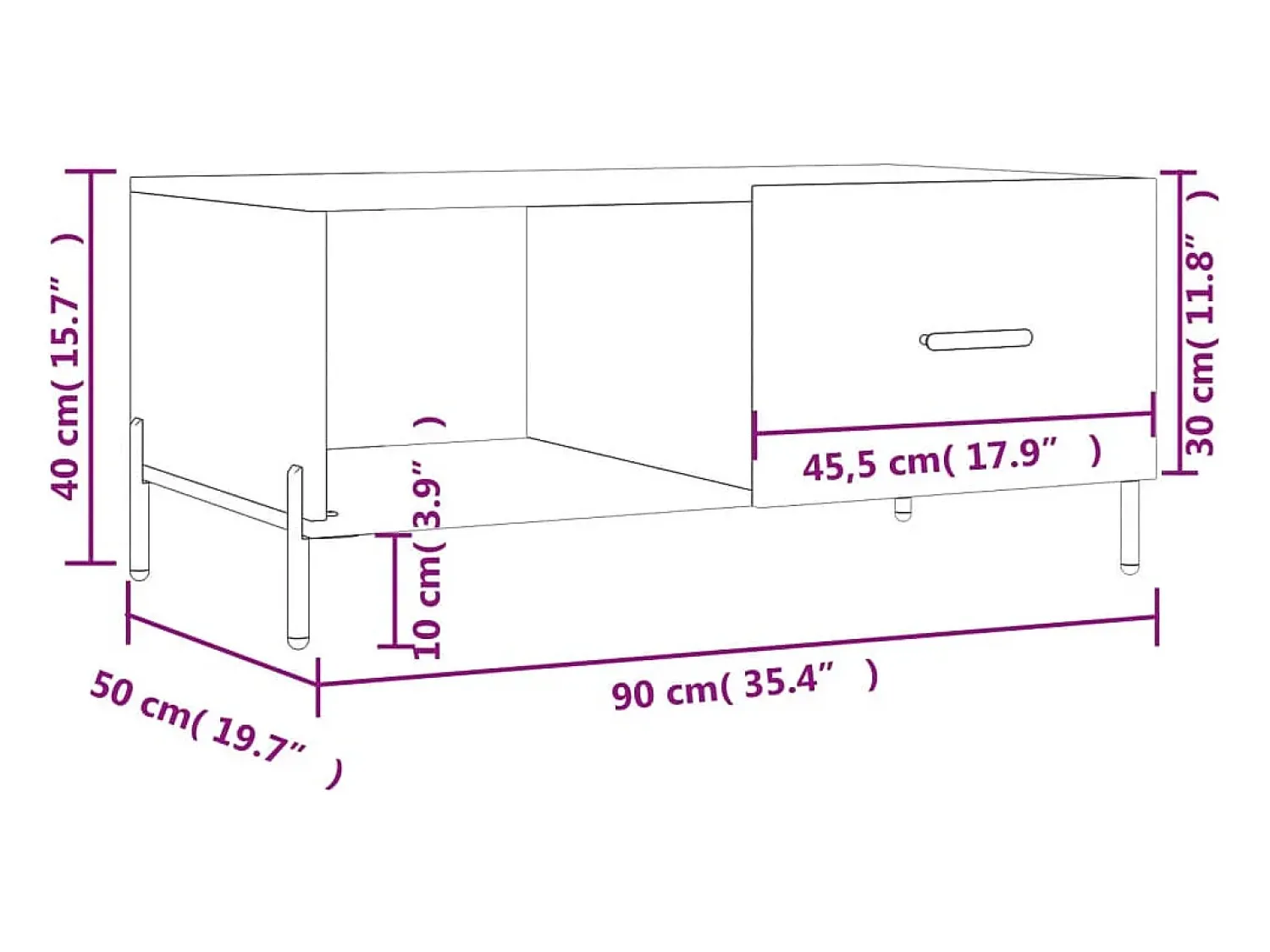 Discount vidaxl Mesa centro 90x50x40 cm derivados de madeira carvalho castanho Natural claro