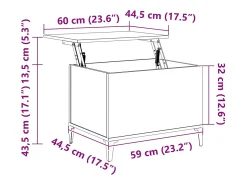 Mesa De Centro|vidaxl Mesa centro 60x44,5x45 cm derivados madeira carvalho castanho Natural claro