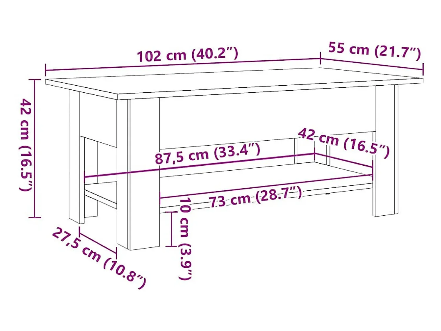 Mesa De Centro|vidaxl Mesa centro 102x55x42cm derivados de madeira carvalho artisiano Castanho