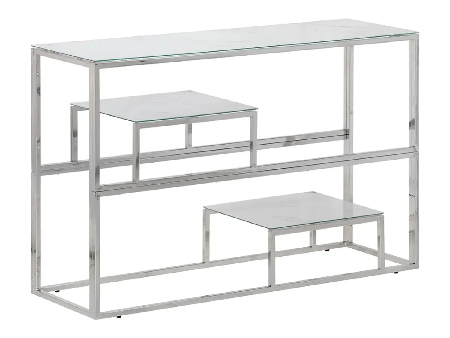 Consola|vidaxl Mesa consola aço inoxidável e vidro temperado Prateado