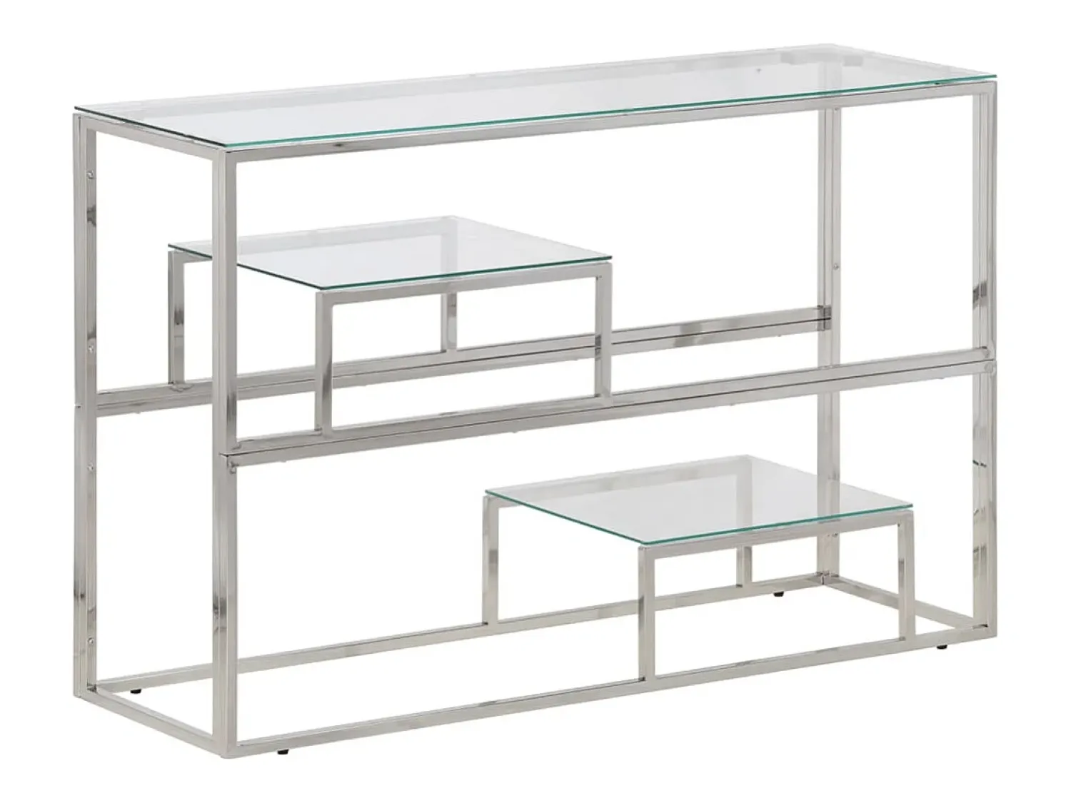 Mesa consola aço inoxidável e vidro temperado PT484482 Prateado