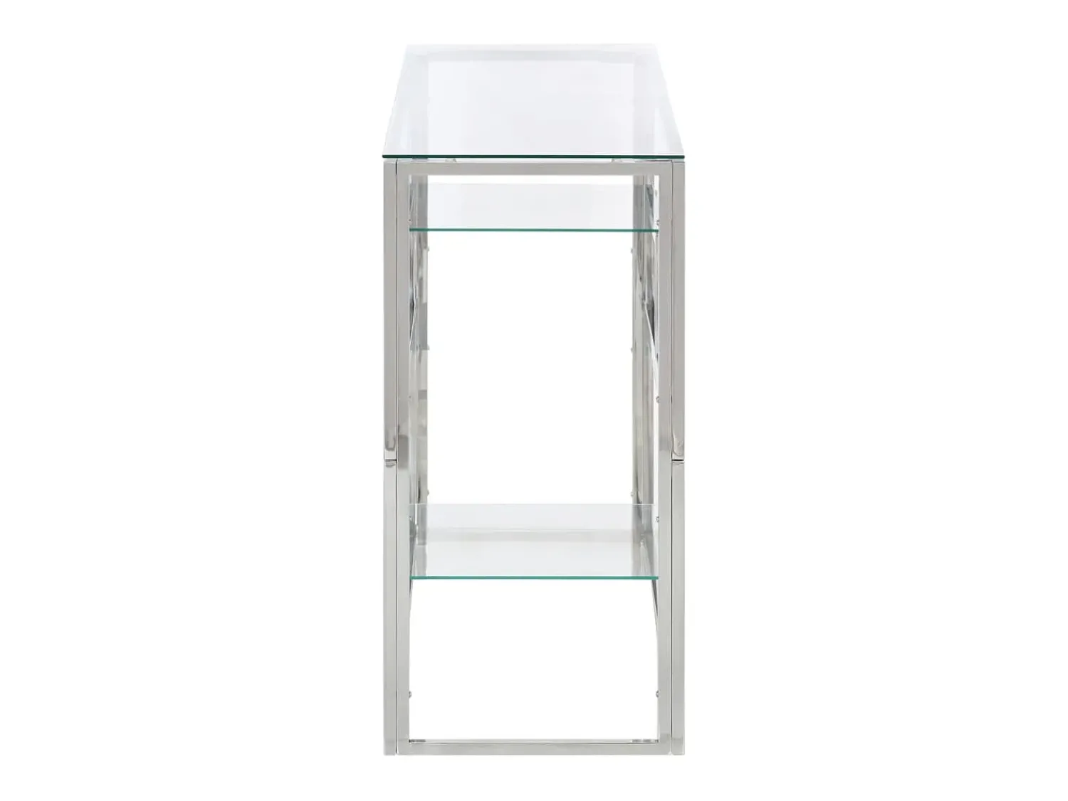Mesa consola aço inoxidável e vidro temperado PT484482 Prateado