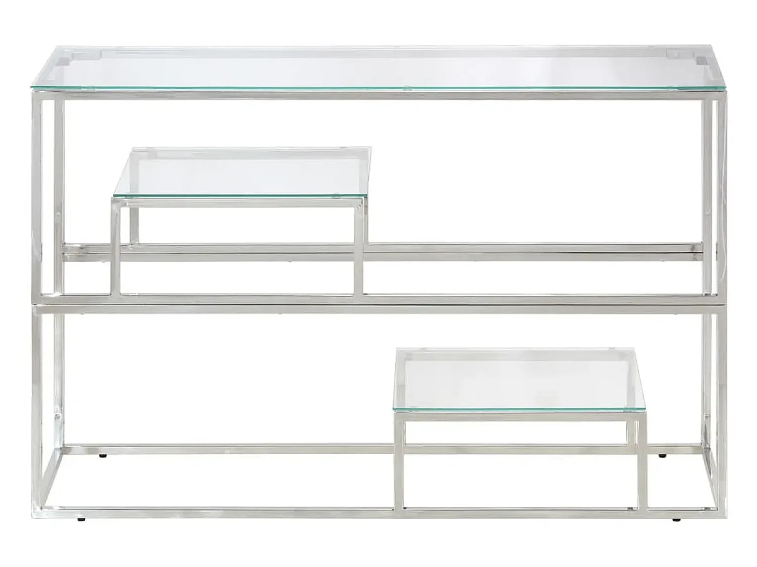 Mesa consola aço inoxidável e vidro temperado PT484482 Prateado