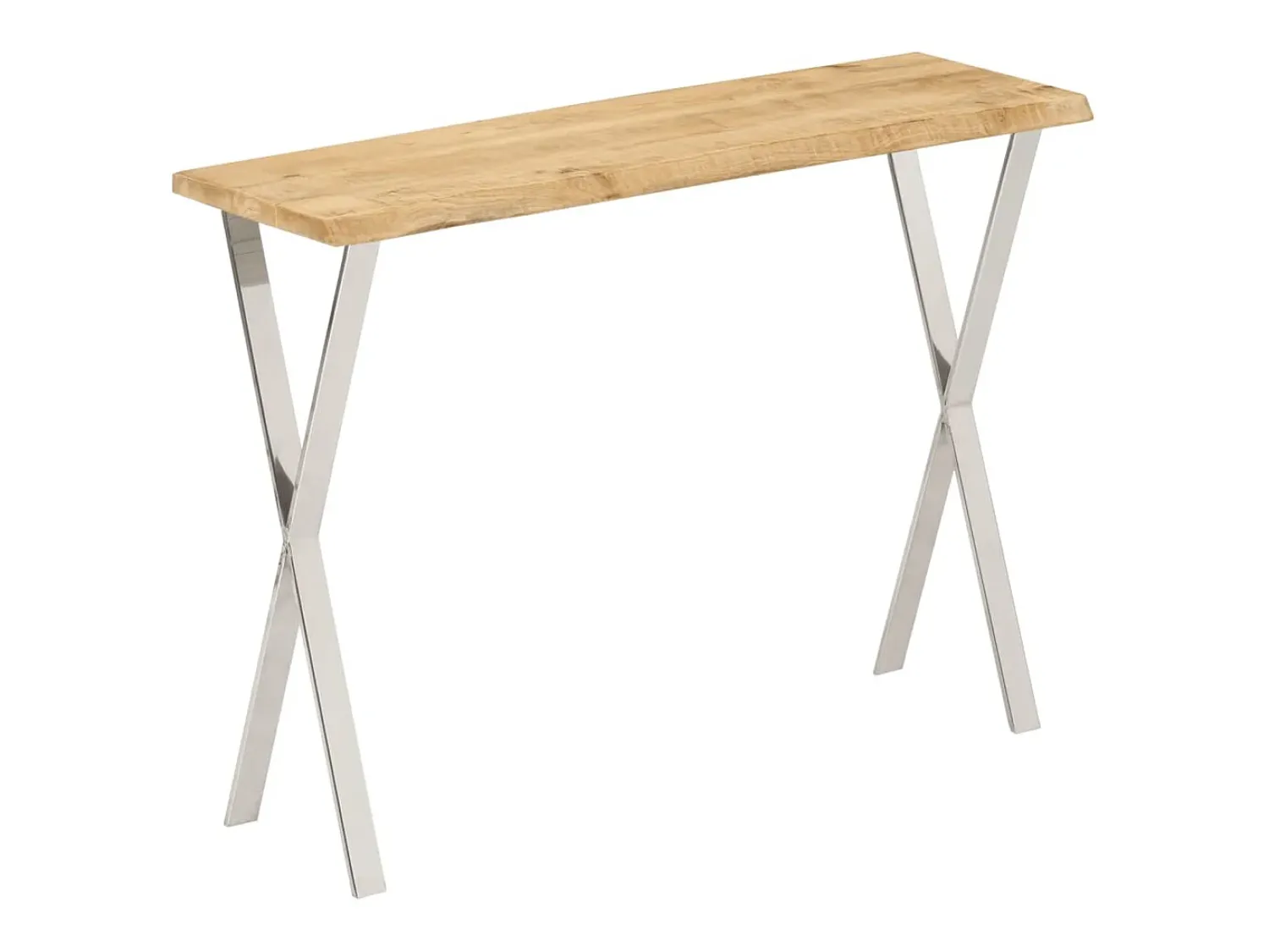 Consola|vidaxl Mesa consola c/ borda viva 105x33x76cm madeira mangueira maciça Natural claro