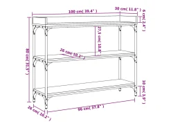 Consola|vidaxl Mesa consola c/ prateleiras 100x30x80 cm Preto