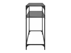 Consola|vidaxl Mesa consola com tampo em vidro 98x35x81 cm aço Preto