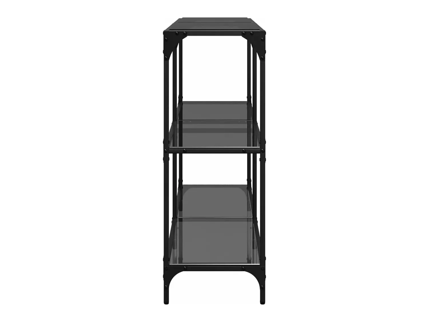Consola*vidaxl Mesa consola com tampo em vidro 118,5x30x81 cm aço Preto