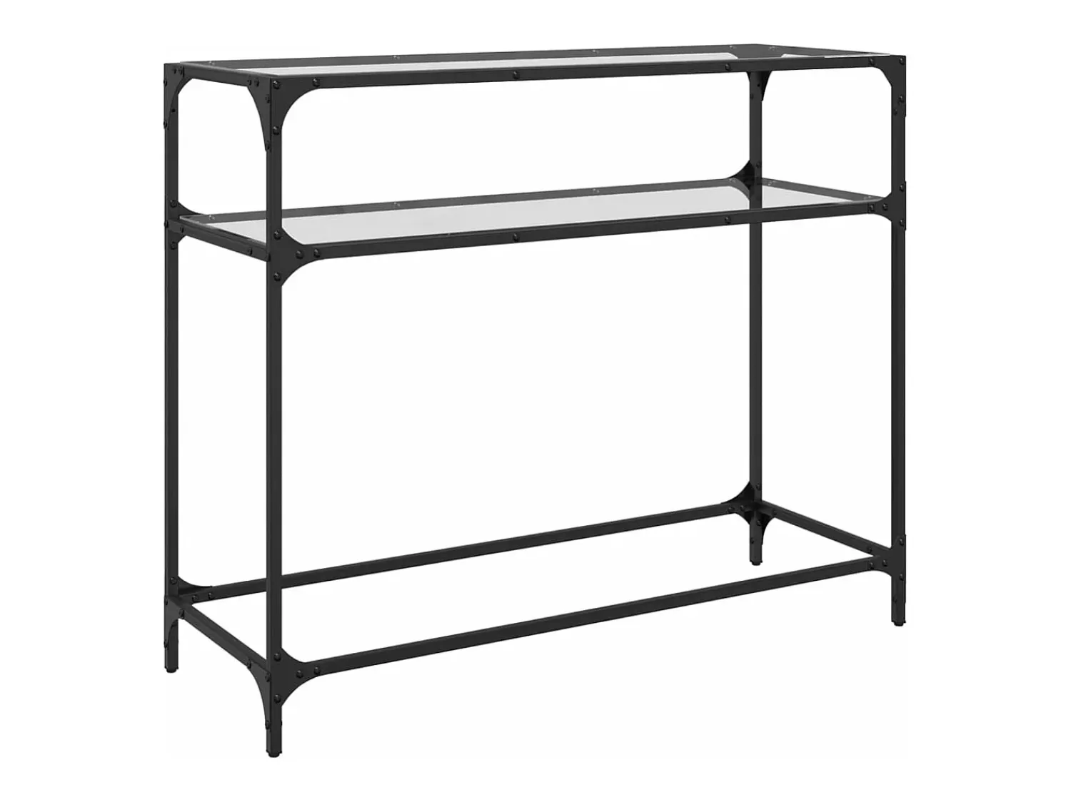 Outlet vidaxl Mesa consola com tampo em vidro 98x35x81 cm aço Transparente