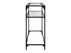 Outlet vidaxl Mesa consola com tampo em vidro 98x35x81 cm aço Transparente