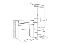 Consola*Skraut Home Mesa consola de entrada, 130x35x145cm, Com gaveta, Roupeiro aberto, Cimento Cinzento